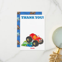 Thank You Monster Truck Birthday Bash Watercolor