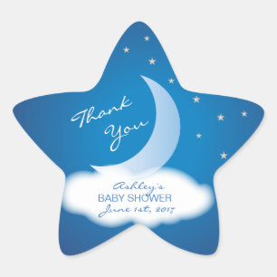 Thank You Moon and Stars Baby Shower - Blue/White Star Sticker