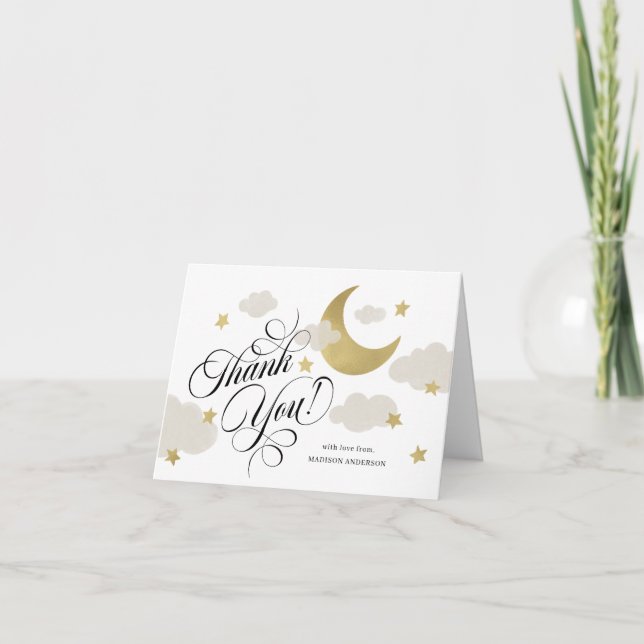 Thank You Moon Stars Cloud Baby Shower Card (Front)