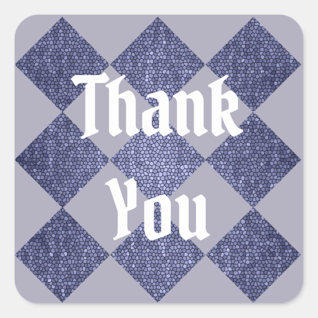 Thank You Mosaic Blue Diamond Pattern Appreciation Square Sticker (Front)
