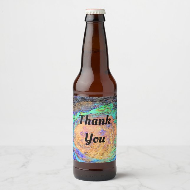 Thank You Mosaic TIle Abalone Shell Appreciation Beer Bottle Label (Front)