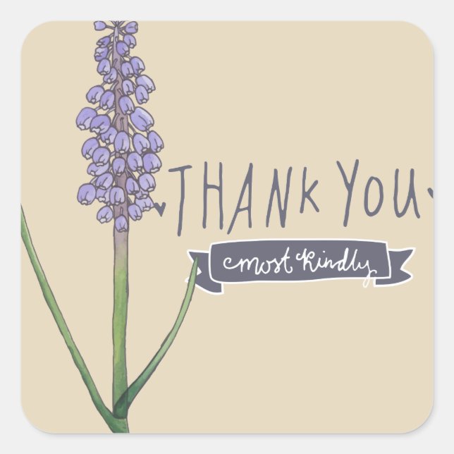 Thank You Most Kindly Hyacinth Square Sticker (Front)