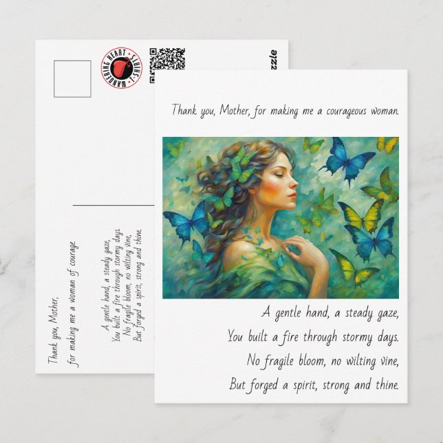 Thank you, Mother Poem Postcard (Front/Back)