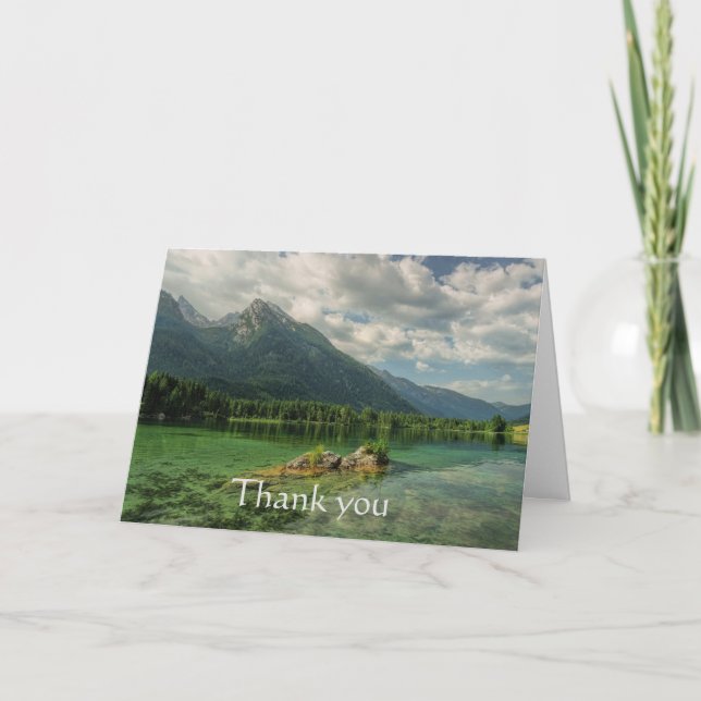 Thank you Mountain Lake Forest Scene Scripture Card (Front)