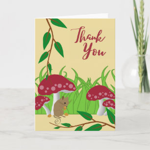 Thank You Mouse Under a Toadstool Illustration Card