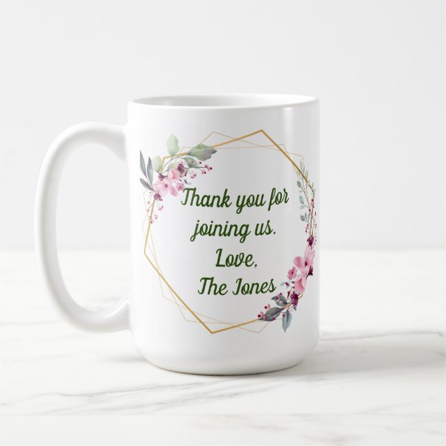 Thank You Mug, Mug Gift, Wedding Favours (Left)