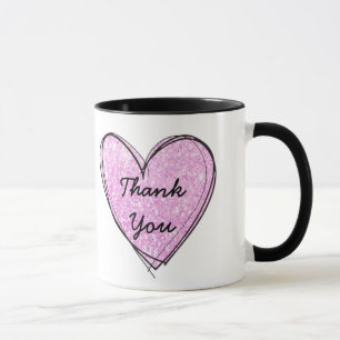Thank you Mug with Pink Heart and Quote