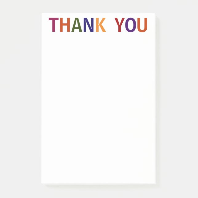 Thank You Multicolored 4 x 6 Post-it Notes (Front)