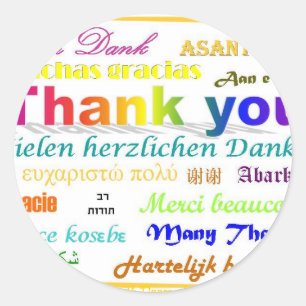 Thank You - multilingual Classic Round Sticker