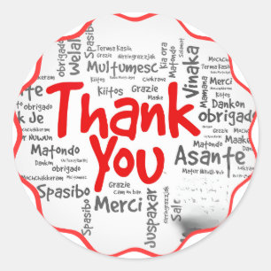 Thank You - Multilingual - Thank You Note Classic Round Sticker