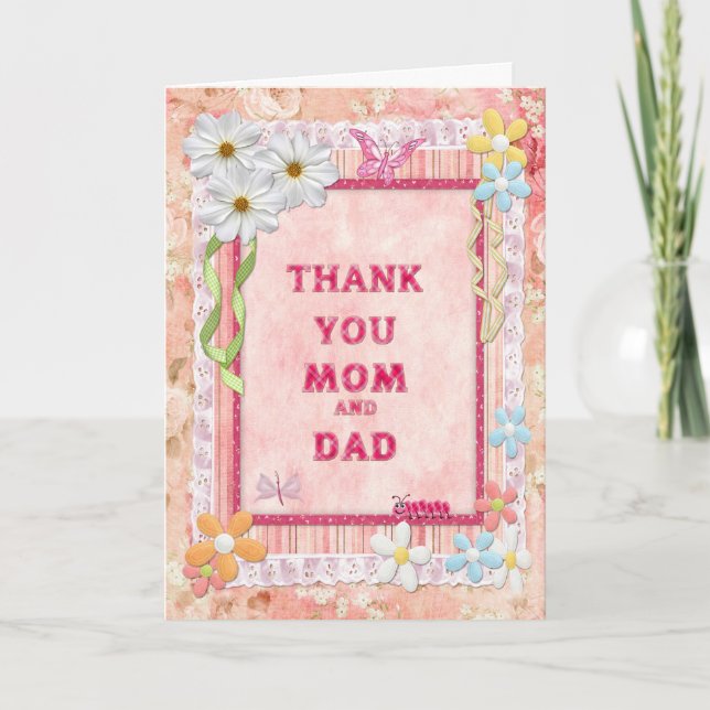 Thank you mum and dad, flowers craft card (Front)