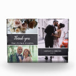 Thank you Mum and Dad Wedding Photo Collage gift Block<br><div class="desc">Say "Thank You" in a special way to your parents after your wedding day by giving them this custom photo block. Include their photos from your special day and other favourite photos from your wedding. The chalkboard background blocks add a modern touch. Personalise with your names and special wedding date...</div>