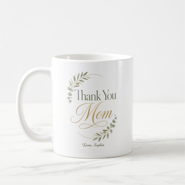 Thank You Mum Botanical Appreciation Coffee Mug (Left)