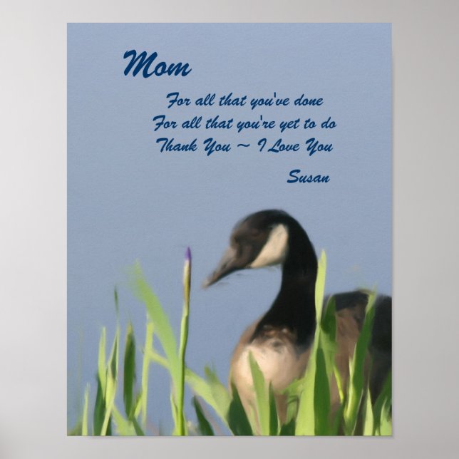 Thank You Mum Canada Goose Art Personalised Poster (Front)