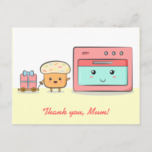 Thank you mum - Cute cupcake and pink oven Postcard
