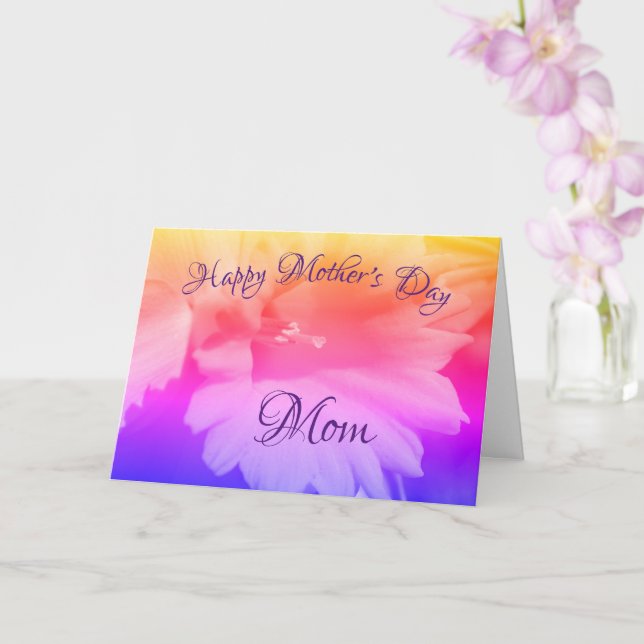 Thank You Mum Daffodil Flower Mother's Day  Card (Orchid)