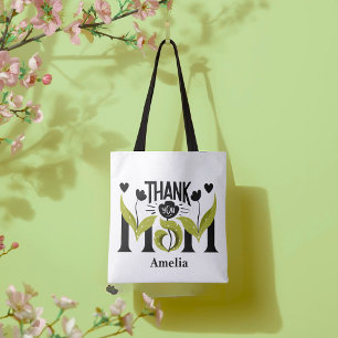 Thank You Mum Floral Personalised Tote Bag