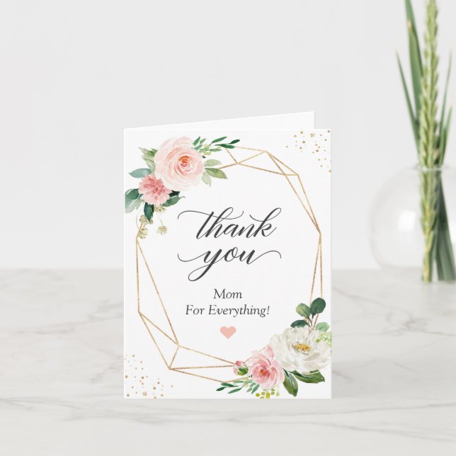Thank You Mum for Everything Elegant Blush Floral Card (Front)