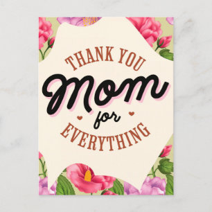 Thank You Mum for Everything Mother's Day Greeting Postcard