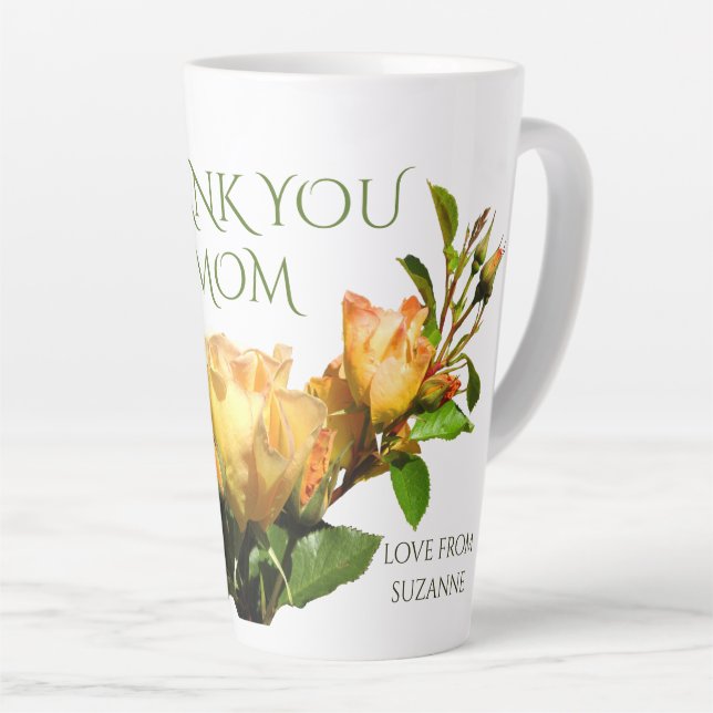 Thank You Mum Golden Roses Latte Mug (Right Angle)