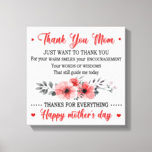 Thank You Mum Happy Mother's Day Canvas Print