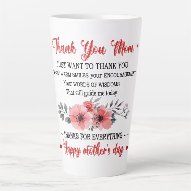 Thank You Mum Happy Mother's Day Latte Mug (Front)