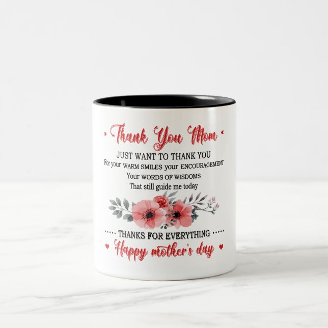 Thank You Mum Happy Mother's Day Two-Tone Coffee Mug (Center)