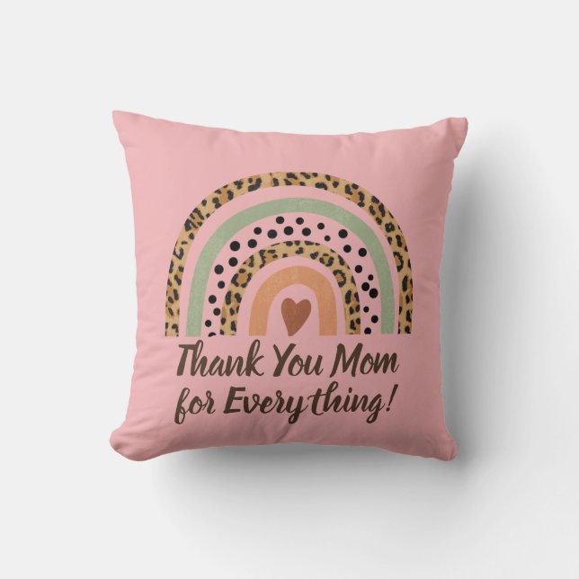 Thank You Mum Leopard Spots Print Rainbow Pink     Cushion (Front)