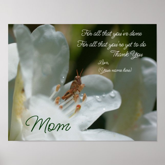 Thank You Mum Love Azalea Flower Personalised Poster (Front)