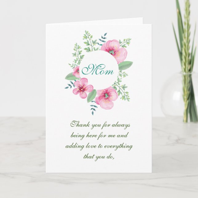 Thank You Mum Mother's Day Holiday Card (Front)