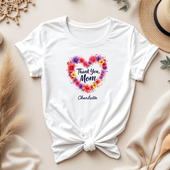 Thank You Mum | Personalised Floral Mother's Day T-Shirt (Creator Uploaded)