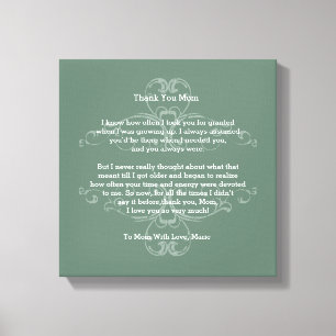 Thank You Mum Poem Canvas Print
