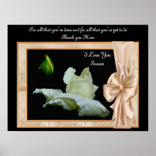 Thank You Mum Rosebud Personalised Poster Print