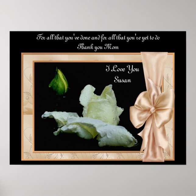 Thank You Mum Rosebud Personalised Poster Print (Front)