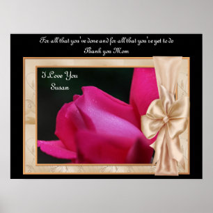 Thank You Mum Rosebud Personalised Poster Print