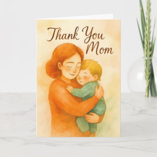 Thank You Mum – Watercolor Mother's Day Card (Front)