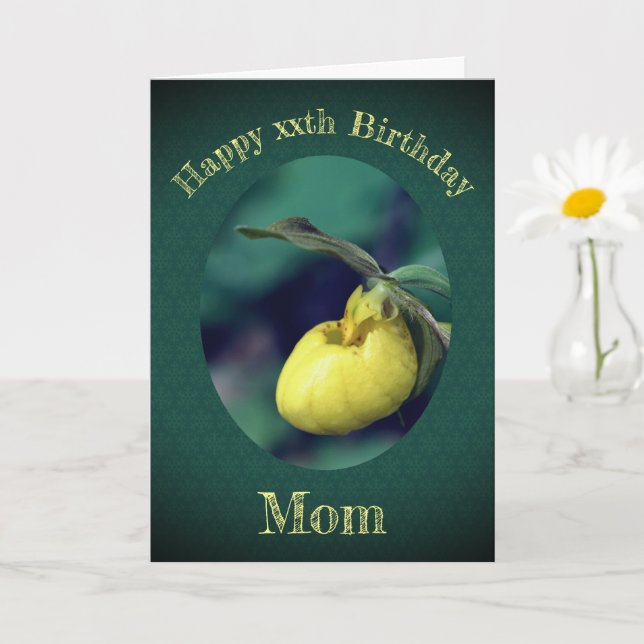Thank You Mum Yellow Lady Slipper Birthday Card (Small Plant)