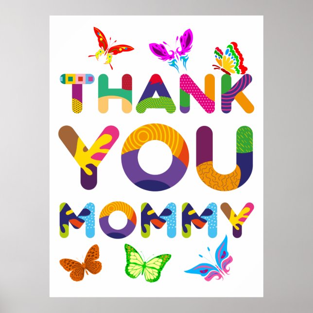 Thank You Mummy Colourful Poster (Front)