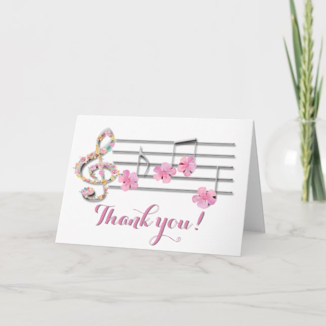 Thank you music floral design card (Front)