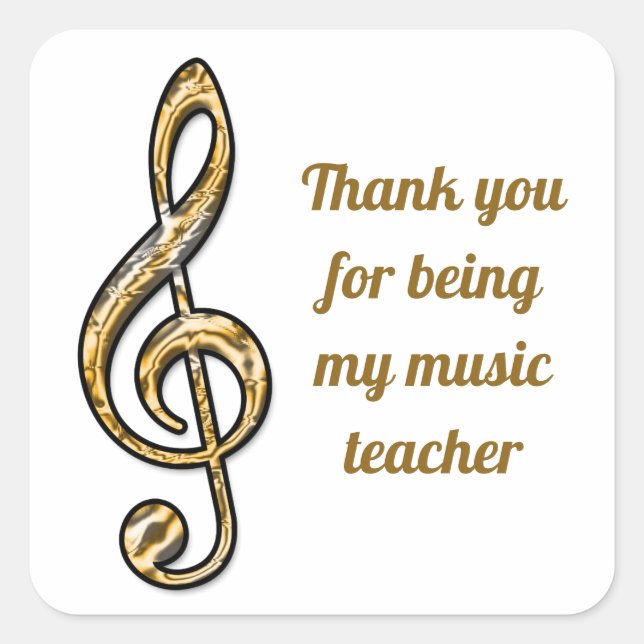 Thank You Music Teacher Clef Symbol Appreciation Square Sticker (Front)