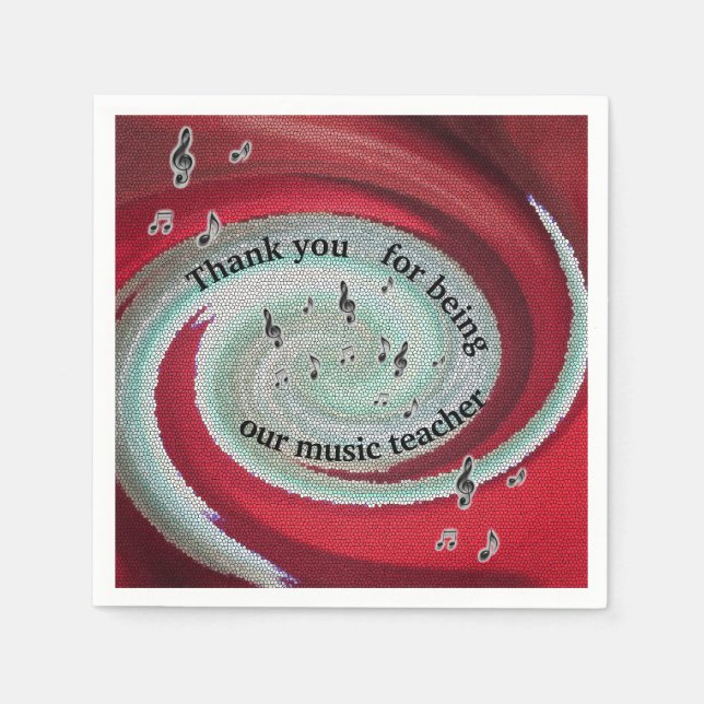 Thank You Music Teacher End Year Meal Retirement Napkin (Front)