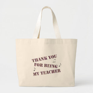 Thank You Music Teacher Musical Notes Appreciation Large Tote Bag