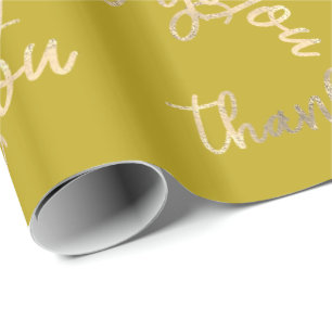 Thank You Mustard Kraft  Gold Wedding Birthday Wrapping Paper
