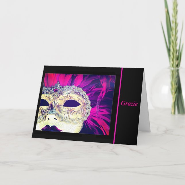 Thank You Mysterious Venetian Mask Card (Front)