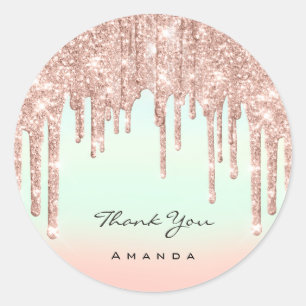 Thank You Name 16th Bridal Blush Glitter Ombre Classic Round Sticker
