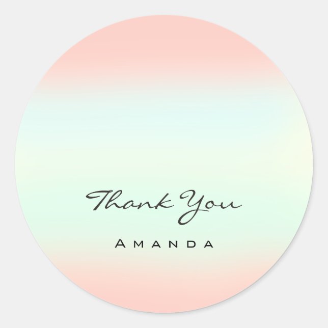 Thank You Name 16th Bridal Blush Ombre Pastels Classic Round Sticker (Front)