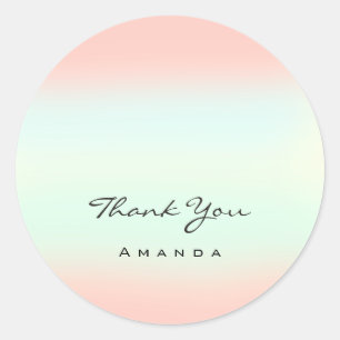 Thank You Name 16th Bridal Blush Ombre Pastels Classic Round Sticker