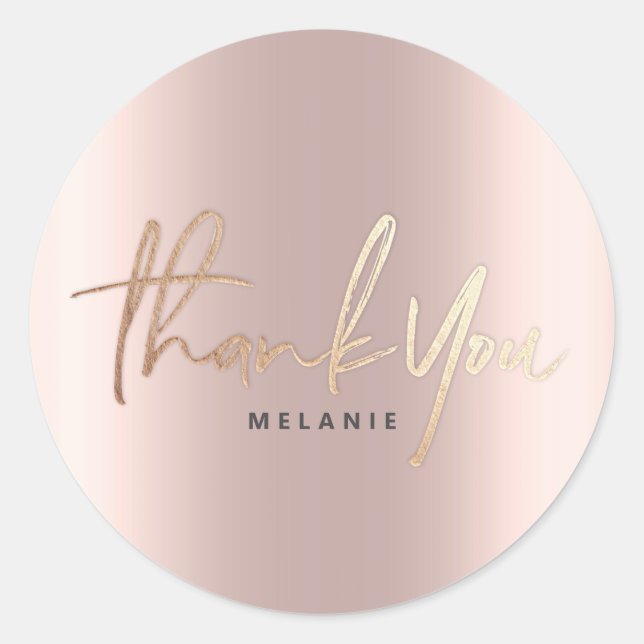 Thank You Name 16th Bridal Delicate RoseGold Party Classic Round Sticker (Front)