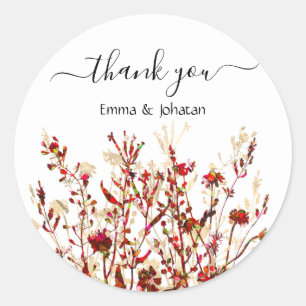 Thank You Name 16th Bridal Meadow Red White Gold Classic Round Sticker