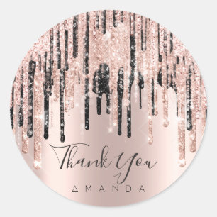Thank You Name 16th Bridal Rose Drips Lux Classic Round Sticker